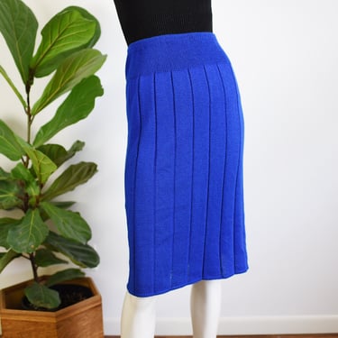 1980s Blue Knit Skirt - S/M 