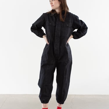 Vintage Black Cotton Coverall | Unisex Elastic Jump Suit Jumpsuit | Cotton Onesie Mechanic | Boilersuit Boiler Suit | S M | BC017 