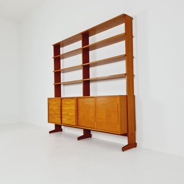 Danish teak room divider modular vintage library bookcase shelf system by L Chr Larsen & Søn, 1960s 