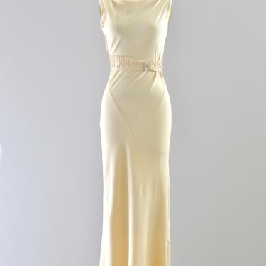 Vintage 1930s Cream Silk  Dress