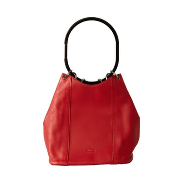 Gucci Red Leather Ring Handle Bag