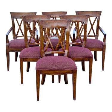 Century Furniture Cross Back Rustic Farmhouse Dining Chairs - Set of 6 