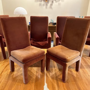 Six Thayer Coggins Milo Baughman Upholstered Dining Chairs Mid-century Mod 