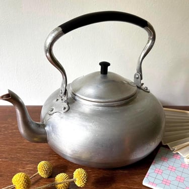 Vintage Knobler British Crown Colony Teapot Aluminum Tea Kettle | Hong Kong | Rustic Large Round Water Pot | Rare Colonial Collectible 