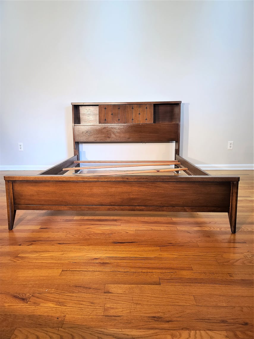 Mid Century Broyhill Saga Bookcase Bed Frame | ProRefine