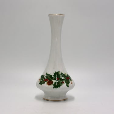vintage Queen's China Holly bud vase Rosina China Co Yuletide 
