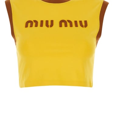 Miu Miu Woman Yellow Cotton Top