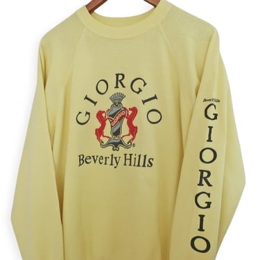 vintage sweatshirt / Giorgio sweatshirt / 1980s Giorgio Beverly Hills spell out sleeve raglan Hanes sweatshirt Large 