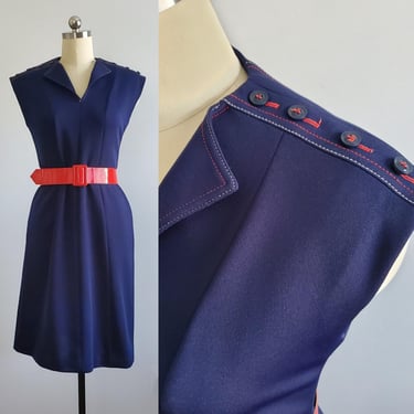 1970s Dress with Belt -  70s Gogo Dress - 70s Women's Vintage Size Large 