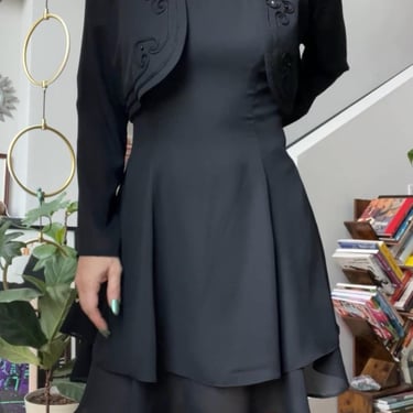 VTG 90s Black Mini Dress with Matching Bolero Jacket 