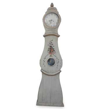 Gustavian Floral Tall Case Clock, 19th century