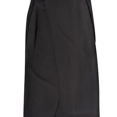 Akris - Black Wool Faux Wrap Maxi Skirt Sz 6