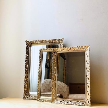 vintage vanity mirror tray CHOICE golden brass - wedding decor 