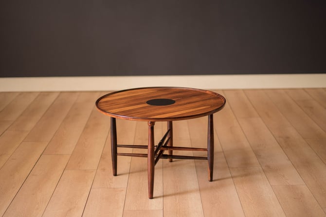 Vintage Danish Rosewood Round Occasional Side Table by Poul Hundevad 