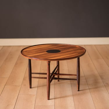 Vintage Danish Rosewood Round Occasional Side Table by Poul Hundevad 