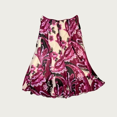 (XS) 90s/Y2K Multicolor Magenta Floral Midi Skirt