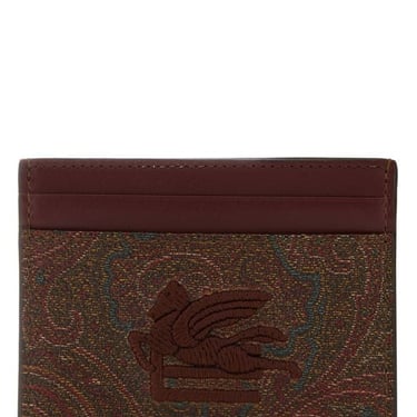 Etro Woman Multicolor Canvas And Leather Card Holder