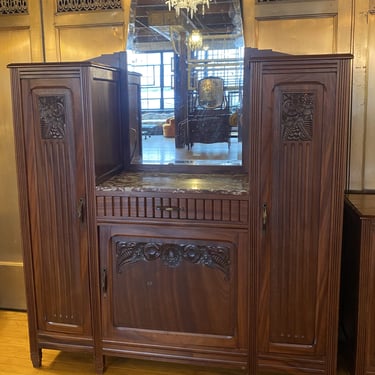 Antique French Dresser w Art Deco Mirror