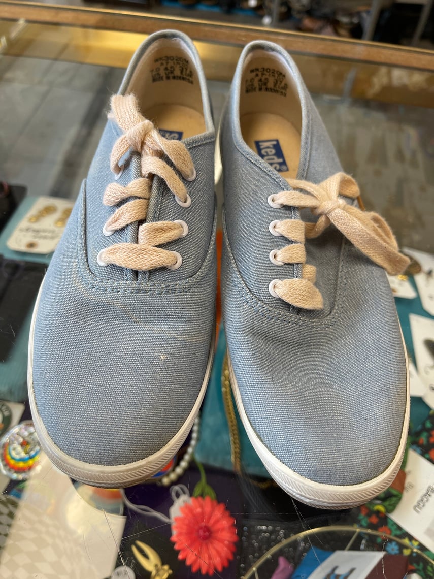 Keds Canvas Sneakers Vintage 1990s Champions chambray blue Women s size 7 Pure Vintage Clothing Stadium District Tacoma WA