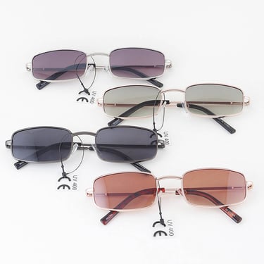 Minimal Metal Tinted Bar Sunglasses