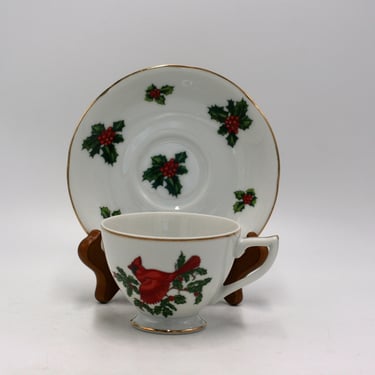 vintage Lefton Cardinal and Holly Tea cup 