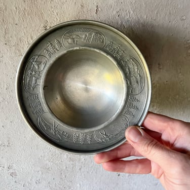 Vintage Norwegian Footed Bowl, Small Pewter Trinket Dish 