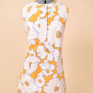 Yellow 60s Style Floral Dress By Ava, M