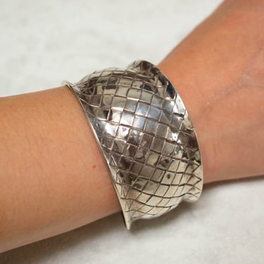 Vintage Thick Woven Artisan Sterling Silver Cuff