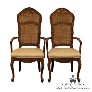 Set of 2 BURLINGTON FURNITURE Country French Provincial Cane Back Dining Arm Chairs 