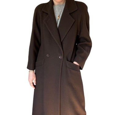 Vintage Stephanie Mathews Brown 100% Wool Dark Academia Trench Coat sz 8 