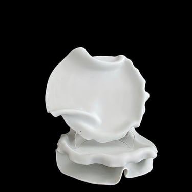 Vintage Italian Modernist Matte White Porcelain Folded Pleated Modern SETA Royale Sumisura Seta.02 Plate *Several Available* 