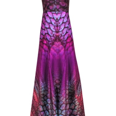 Black Halo - Purple & Blue Iridescent V-neckline Formal Dress Sz 4