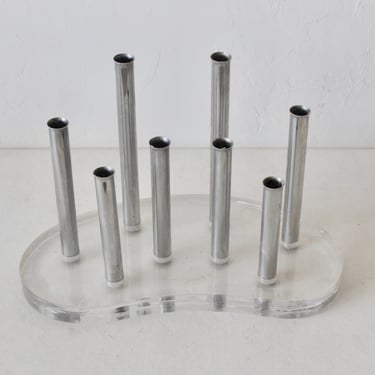 Ritts of Los Angles Vintage Mid Century Modern Modernist Lucite Acrylic Aluminum Candle Holder Candelabra 