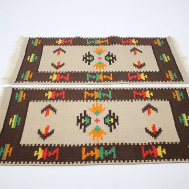 1960s Set of Two Mid-century Wool Kilim Rugs / Carpets 