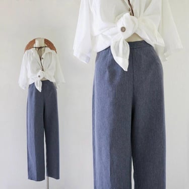 micro stripe trousers - 31 - vintage 90s y2k womens blue white minimal womens pants 