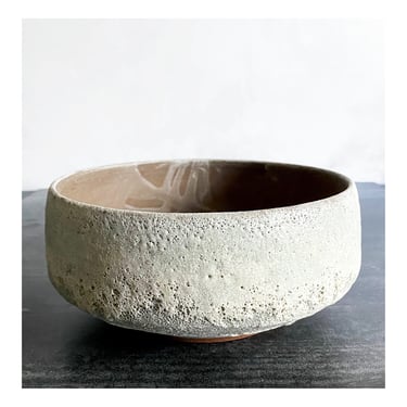 SHIPS NOW- Ceramic Stoneware Low Bowl with Textural White Crater Glaze by Sara Paloma Pottery 