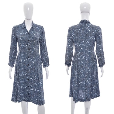 1940's Blue and White Blueberry Print Dress Size L