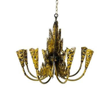 #1694 Torch Cut Brutalist Chandelier by Tom Greene for Feldman