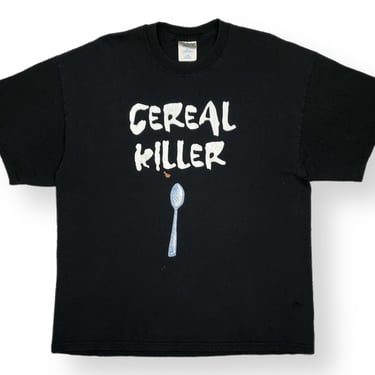 Vintage 90s/Y2K Cereal Killer Funny Parody Slogan/Phrase Graphic T-Shirt Size XL 