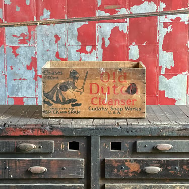 Vintage Old Dutch Cleanser Crate Wood Box 