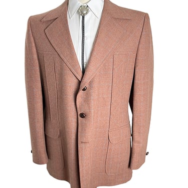 NEW Old Stock ~ Vintage 1970s does 1940s HOLLYWOOD Style Jacket ~ 42 Long ~ blazer / sport coat ~ Norfolk / Western ~ Wool Flannel 