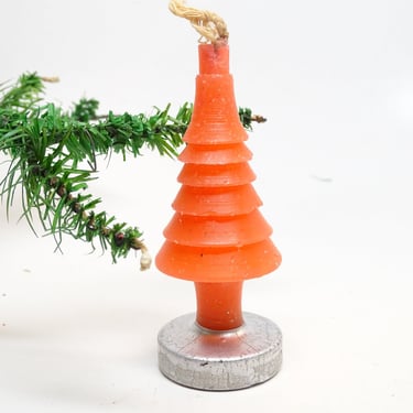 Vintage 1950's Retro Christmas Tree Candle, Antique Christmas Holiday MCM Decor 