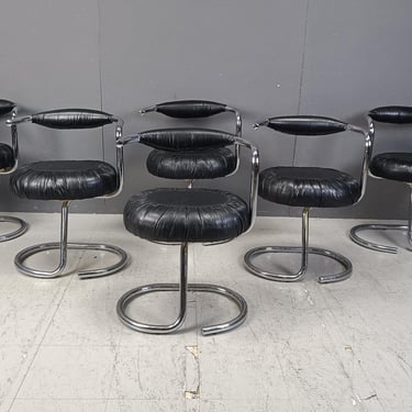 Vintage cobra dining chairs by Giotto Stoppino, 1970s - black dining chairs - vintage dining chairs - chrome dining chairs 