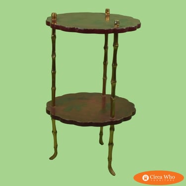 Maison Jansen Style Brass and Paper Chinoiserie Table