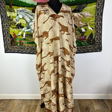 Vintage Leopard Print Caftan House Dress 