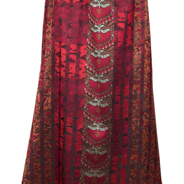 Christian Lacroix 1990s Vintage Mixed Print Silk Jacquard Floor Length Evening Skirt Sz S 