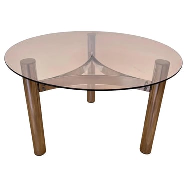 Midcentury design chrome and smoked glass coffee table - 1970s 