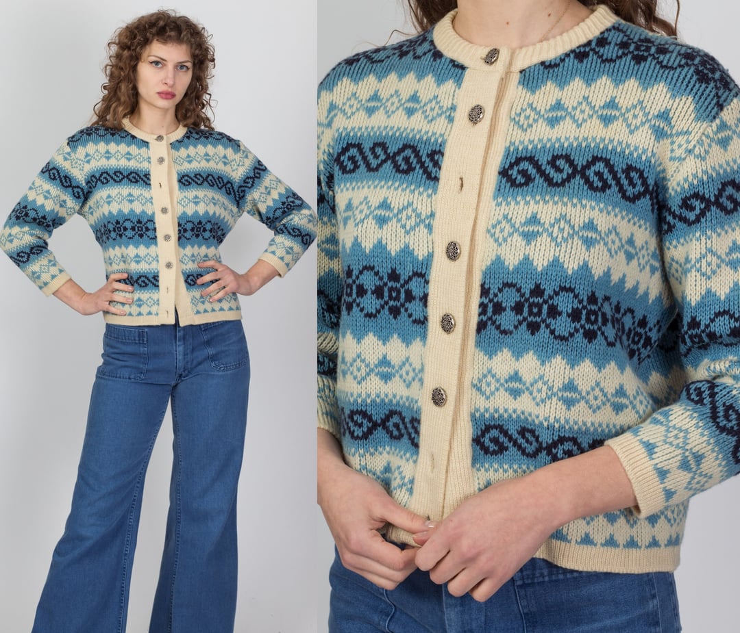 Vintage 90's Free People Fair Isle Wool Striped Cardigan on sale Large Delias Catalogue