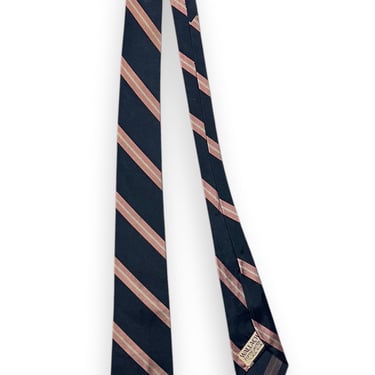 Vintage 1950s Silk Repp Stripe Necktie ~ Preppy / Ivy / Trad ~ Tie ~ Blue / Pink ~ Regimental 