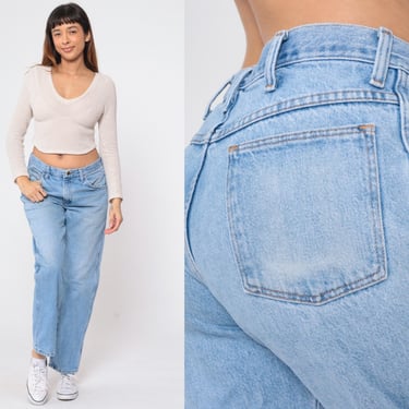 90s Straight Leg Jeans High Rise Waist Faded Blue Relaxed Denim Pants Boyfriend Streetwear Vintage 1990s Men's Medium 